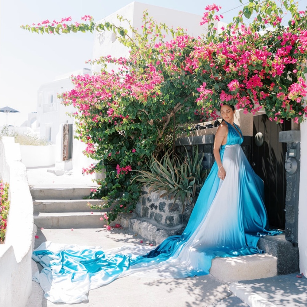 Blue One Shoulder Sleeveless Maxi Gown